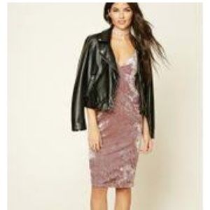 Forever 21 Dress Womens S Pink Crushed Velvet Spaghetti Strap Adjustable. NWT!